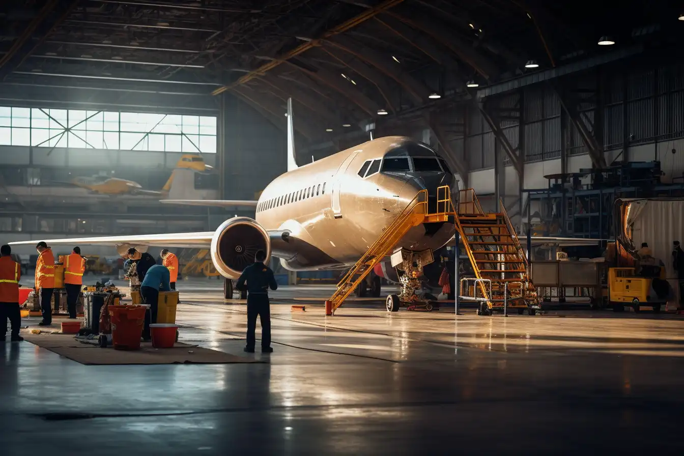 Gran Avión Descansando en un Hangar