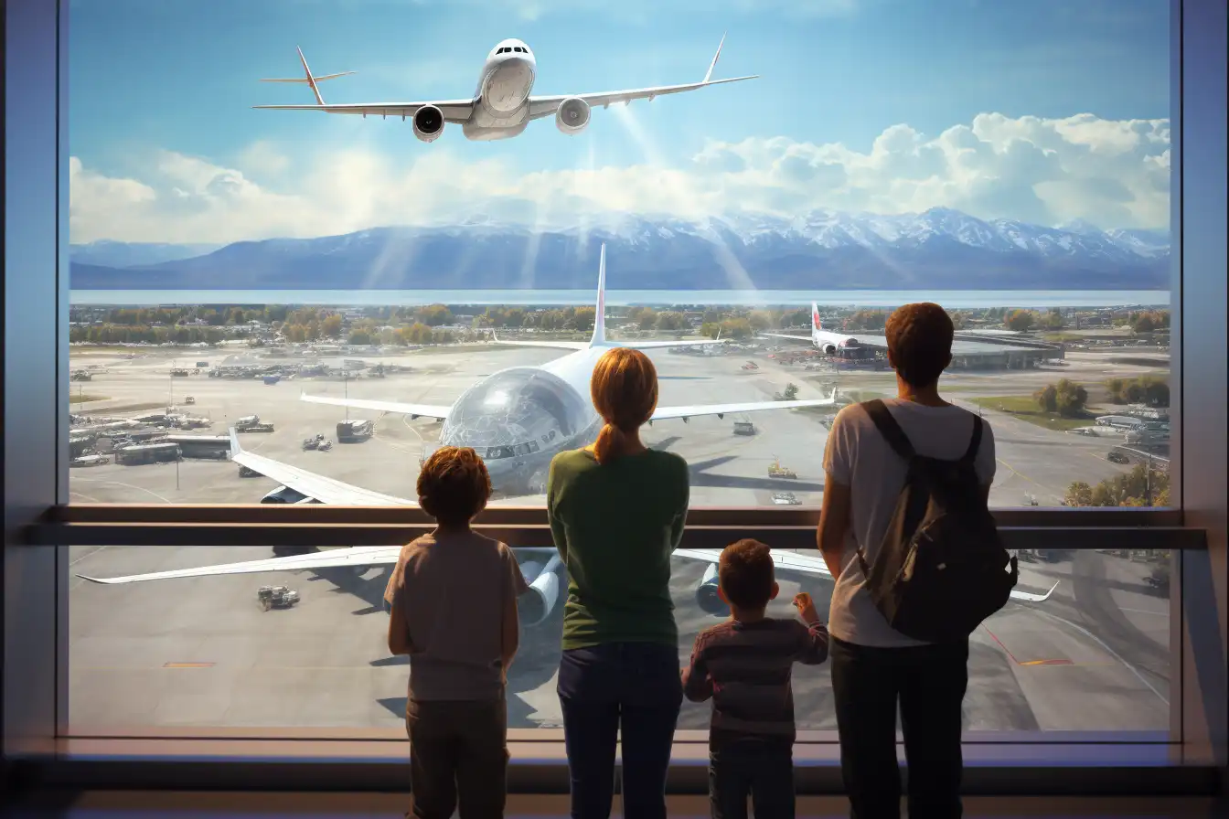 Familia Mirando el Aeropuerto de Denver