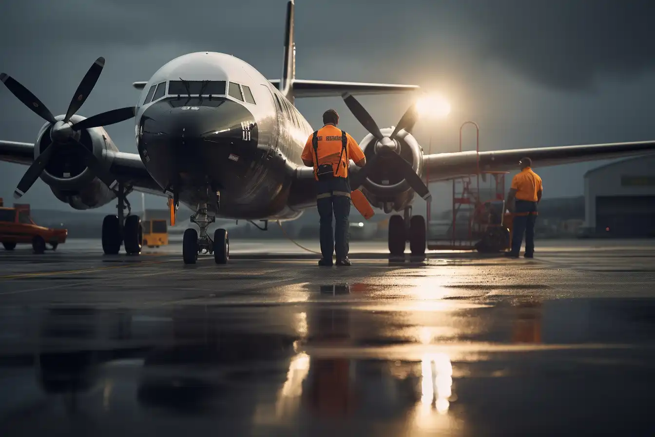 Nighttime Ground Crew at Denver Airport