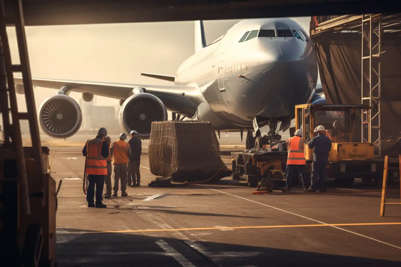 Equipo de Tierra y Avión de Turbina en el Aeropuerto de Denver