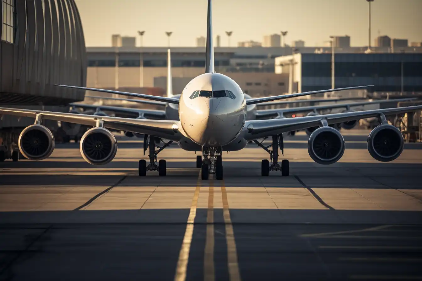 Aviones Esperando en el Aeropuerto de Lisboa, Portugal